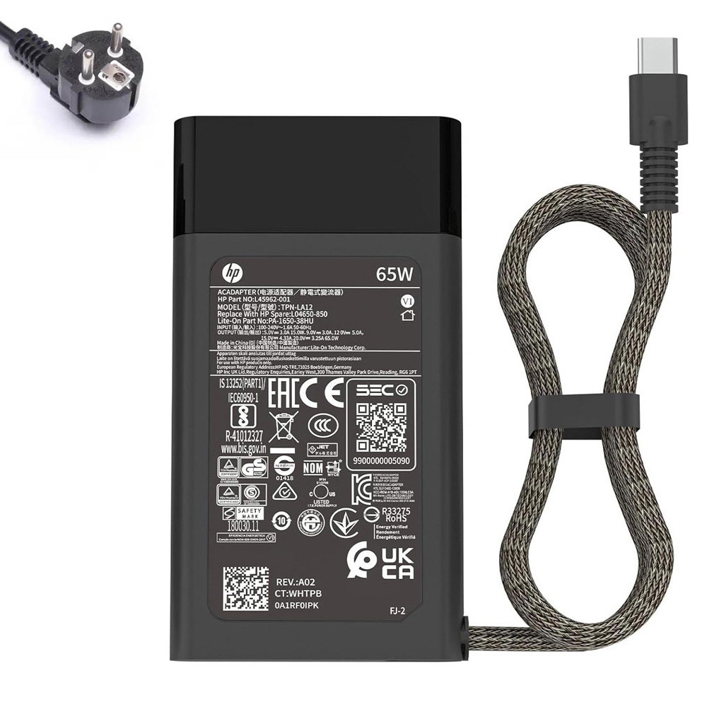 20V 3.25A 65W HP USB-C Adaptateur Chargeur avec coins arrondis